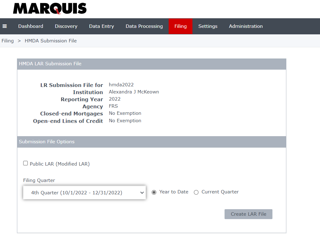 How to create a HMDA LAR file as an Excel spreadsheet Marquis